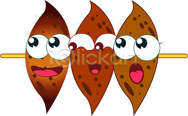 일러스트 고구마 꼬챙이 디저트 식물 음식 음식캐릭터 찐고구마 채소 캐릭터 클립아트