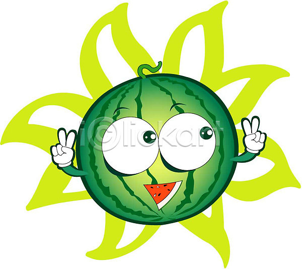 일러스트 과일 과일캐릭터 수박 수박캐릭터 식물 열매 캐릭터 클립아트
