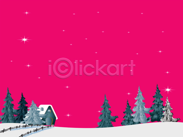 사람없음 JPG 포토 해외이미지 겨울 나무 눈내림 백그라운드 별 주택 진분홍색 크리스마스 해외202004