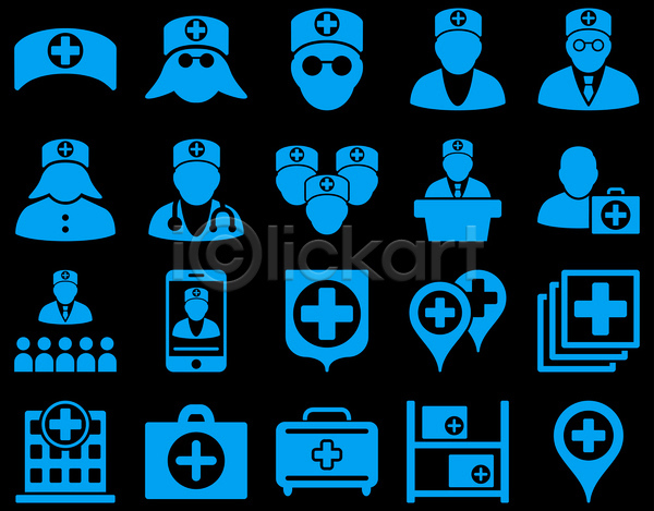 사람모양 사람없음 JPG 아이콘 해외이미지 간호사 건강 검은색 병원 세트 스마트폰 심볼 십자가 십자모양 위치정보 의료상자 의료진 의사 파란색 해외202004