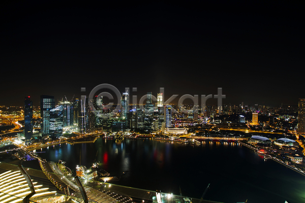 사람없음 JPG 포토 해외이미지 강 건물 도시 도시풍경 도심 싱가폴 야간 야경 야외 풍경(경치) 하늘 해외202004