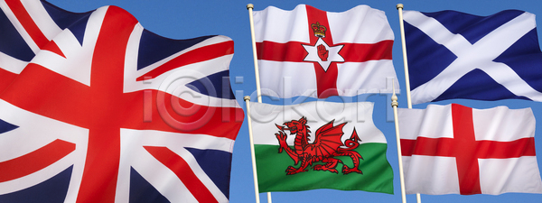 사람없음 JPG 포토 해외이미지 깃발 독립 세트 스코틀랜드 아일랜드 영국 영어 왕관 용 웨일즈 잉글랜드 해외202004 해외포토