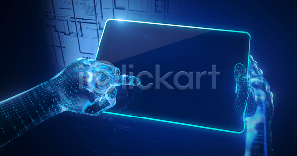 미래 사람없음 3D JPG 포토 해외이미지 가상 기술 디지털 모니터 백그라운드 손모양 스크린 인터넷 인터페이스 터치 터치스크린 파란색