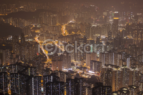 사람없음 JPG 포토 해외이미지 건물 고층빌딩 도로 도시 도시풍경 빛망울 스카이라인 안테나 야간 여행 저녁 파노라마 홍콩