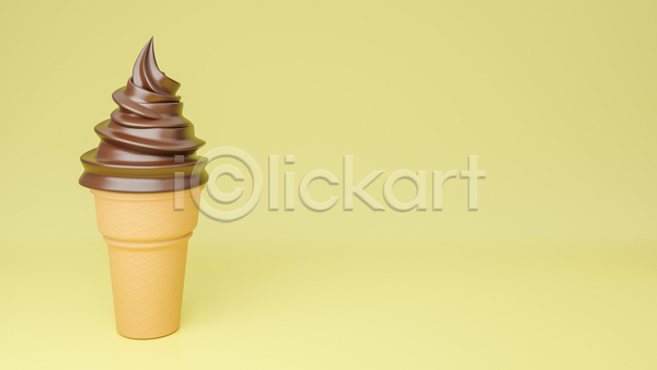 사람없음 3D JPG 포토 해외이미지 갈색 백그라운드 소프트아이스크림 아이스크림 초코맛 카피스페이스 콘아이스크림