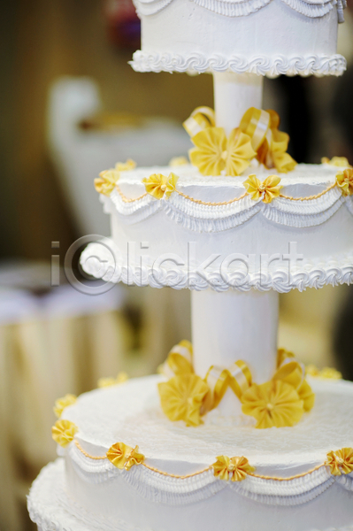 사람없음 JPG 포토 해외이미지 결혼 노란색 리본 웨딩케이크 장식 케이크