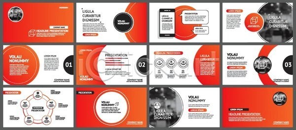 사람없음 EPS 템플릿 해외이미지 그래프 레이아웃 리플렛 비즈니스 빨간색 세트 원형 인포그래픽