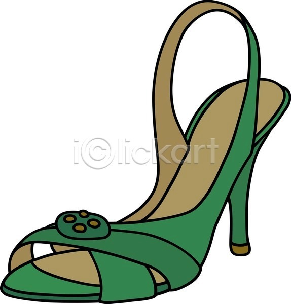 여자 EPS 일러스트 해외이미지 가죽 만화 샌들 슬리퍼 신발 양발 여름(계절) 우아 유행 초록색 테이프 펌프
