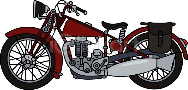 클래식 사람없음 EPS 일러스트 해외이미지 빨간색 오토바이