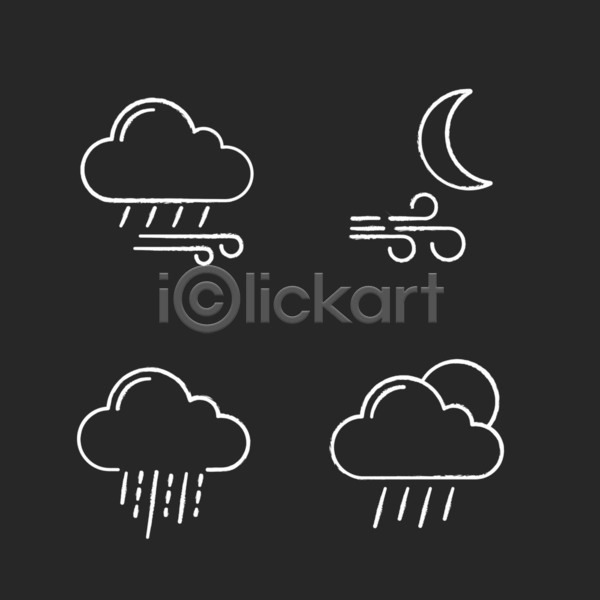 사람없음 EPS 라인아이콘 아이콘 일러스트 해외이미지 구름(자연) 날씨 바람 비(날씨) 세트 초승달 태양