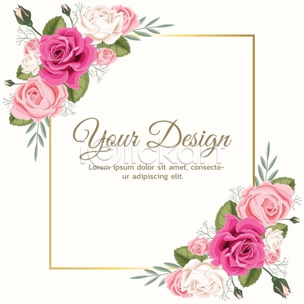 EPS 일러스트 해외이미지 결혼 꽃 꽃무늬 봄 분홍색 생일 신용카드 인사 장미 초대