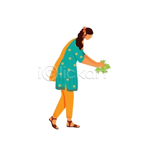 성인 성인여자한명만 여자 한명 EPS 일러스트 해외이미지 들기 반려식물 서기 식물 잎 전신