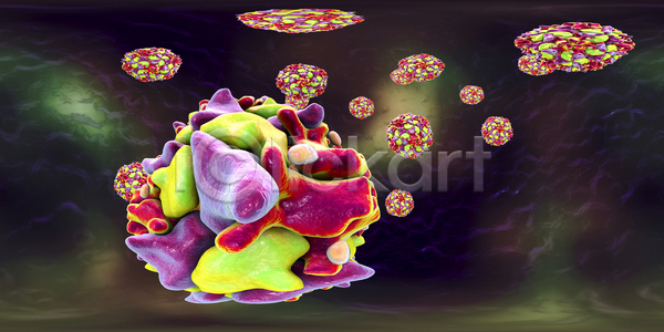 고통 사람 사람없음 3D JPG 일러스트 포토 해외이미지 가상 가상현실 감염 건강 모델 물 미생물 바이러스 박테리아 백신 복원 생물학 약 원형 전염 전염병 질병 컬러풀 파노라마 해외일러스트 현실