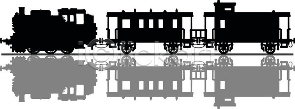 클래식 EPS 실루엣 일러스트 해외이미지 검은색 교통시설 그림자 기계 기차 만화 복고 수증기 수확 승객 엔진 옛날 자동차 탱크 해외일러스트 화물