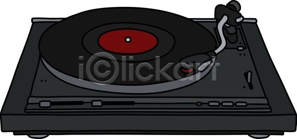 EPS 일러스트 해외이미지 검은색 듣기 만화 뮤지컬 빨간색 세트 소리 아날로그 오디오 음악 전자 주택 축음기 해외일러스트