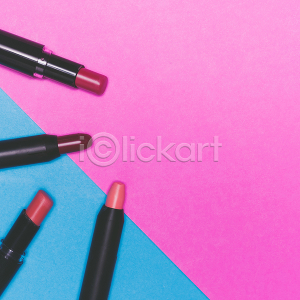 사람없음 JPG 포토 하이앵글 해외이미지 립스틱 분홍색배경 뷰티 실내 카피스페이스 화장품