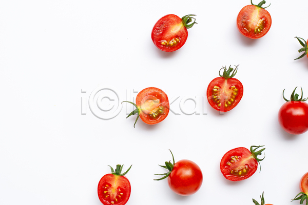 사람없음 JPG 포토 해외이미지 단면 방울토마토 실내 토마토 흰배경