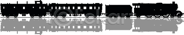클래식 EPS 실루엣 일러스트 해외이미지 검은색 교통시설 그림자 기계 기차 만화 복고 수증기 수확 승객 엔진 옛날 자동차 추적 해외일러스트
