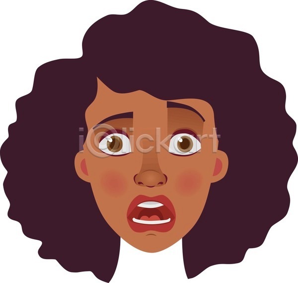 10대 사람 여자 EPS 아이콘 일러스트 해외이미지 감정 검은색 고립 눈(신체부위) 만화 머리 얼굴 충격 캐릭터 표현성 플랫