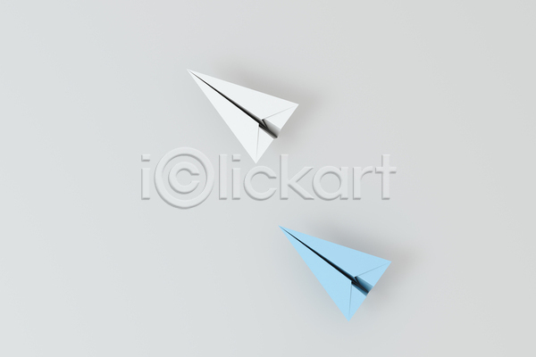사람없음 3D JPG 포토 해외이미지 두개 종이 종이비행기 하늘색 흰배경