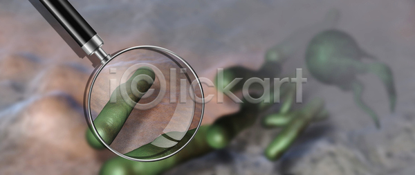 사람없음 3D JPG 일러스트 포토 해외이미지 건강 단어 돋보기 디지털 만들기 모양 바이러스 박테리아 세포 암 종양 질병 파란색 해외일러스트