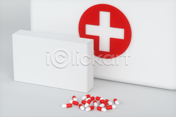 사람없음 3D JPG 해외이미지 구급상자 십자가모양 알약 약상자 의학 흰색