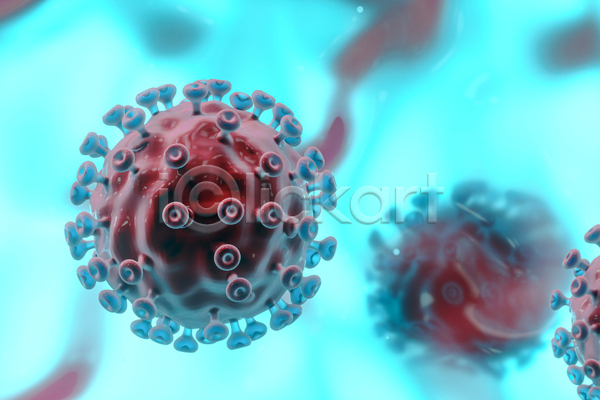 사람없음 3D JPG 해외이미지 델타변이바이러스 바이러스 빨간색 세포 오미크론 의학 전염병 코로나바이러스 코로나바이러스감염증19 하늘색