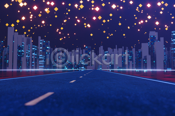사람없음 EPS 실루엣 일러스트 해외이미지 건물 고층빌딩 남색 네온 도로 도시 반짝임 밤하늘 빛 스카이라인