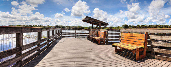 침묵 사람없음 JPG 포토 해외이미지 구름 벤치 산책로 습지 자연 파노라마 플로리다 하늘 해외포토