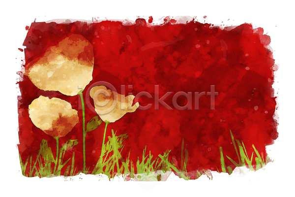 사람없음 JPG 일러스트 포토 해외이미지 계절 그림 꽃 백그라운드 봄 빨간색 수채화(물감) 신용카드 양귀비 여름(계절) 자연 페인트