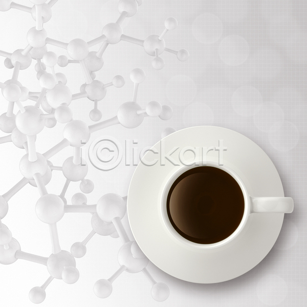 사람없음 3D JPG 디지털합성 편집이미지 해외이미지 분자구조 의학 커피 커피잔 흰색