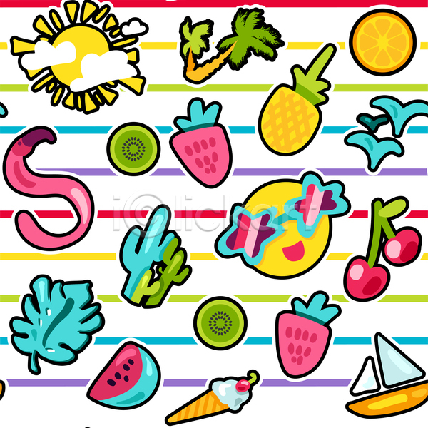 사람없음 JPG 포토 해외이미지 가로줄 과일 딸기 미소(표정) 백그라운드 선글라스 선인장 수박 스타일 아이스크림 야자수 여름(계절) 열대잎 요트 줄무늬 체리 키위 키치 태양 파인애플 플라밍고