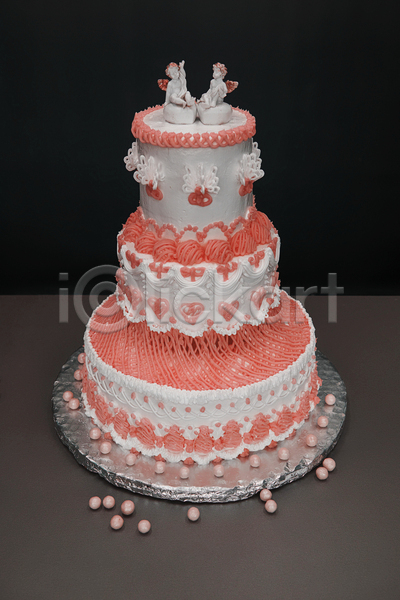 사람없음 JPG 포토 해외이미지 결혼 꽃 분홍색 웨딩케이크 장식 천사상 케이크 피규어