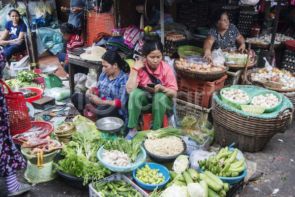 사람없음 JPG 포토 해외이미지 도시 동남아시아 시장 아시아 음식 채소 캄보디아