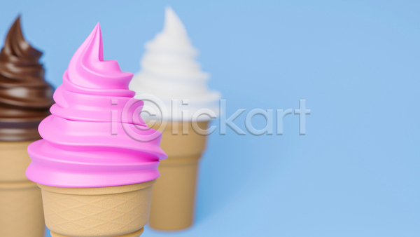 사람없음 3D JPG 포토 해외이미지 다양 백그라운드 소프트아이스크림 아이스크림 종류 카피스페이스 콘아이스크림