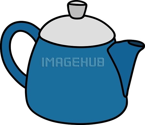 뜨거움 EPS 일러스트 해외이미지 그릇 냄비 도자기 만화 머그컵 백자 쓰레기통 음료 주방 차(음료) 찻주전자 커피 통 파란색 항아리 흰색