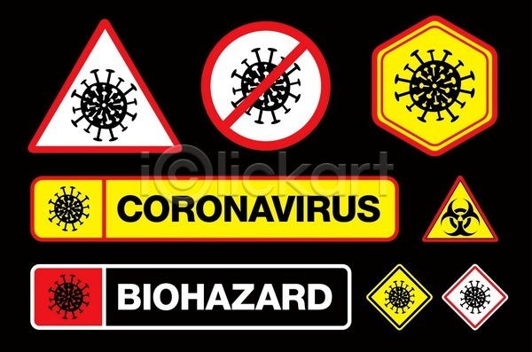 사람없음 EPS 일러스트 해외이미지 경고 세트 엘리먼트 코로나바이러스 표지판