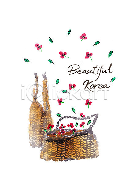 사람없음 PSD 일러스트 꽃잎 바구니 번짐 붓터치 짚풀공예 캘리그라피 풀잎 한국전통