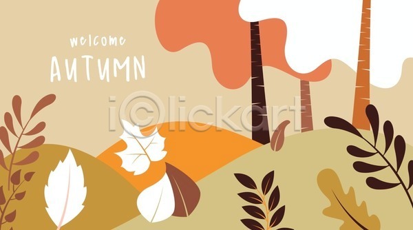 사람없음 EPS 일러스트 해외이미지 가을(계절) 가을배경 단풍 단풍나무 손글씨 언덕