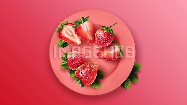 사람없음 EPS 일러스트 해외이미지 디저트 딸기 분홍색 접시