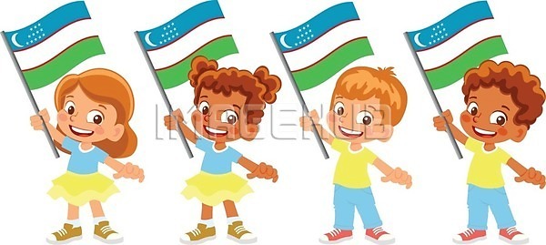 소년 어린이 EPS 일러스트 해외이미지 깃발 물결 배너 손 심볼 클립아트 해외일러스트
