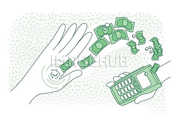 스마트 편리함 신체부위 EPS 일러스트 해외이미지 결제 단말기 들기 라인아트 메모리칩 무선통신 손 정보기술 지폐 초록색