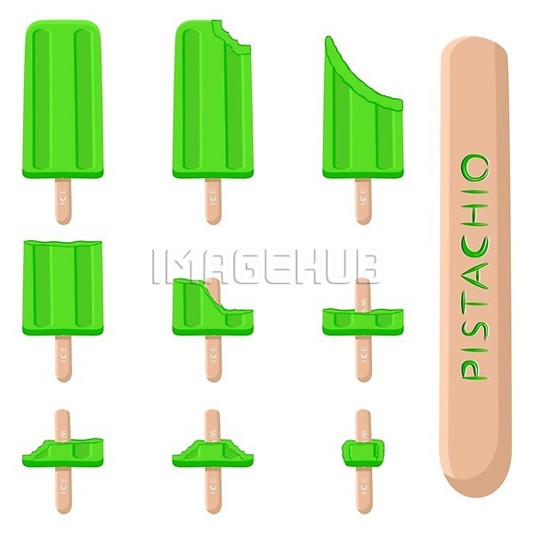 사람없음 EPS 일러스트 해외이미지 디저트 막대기 세트 아이스크림 초록색