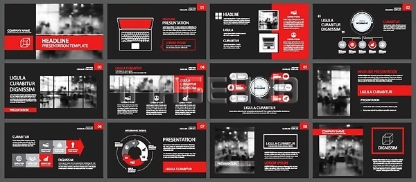 사람없음 EPS 템플릿 해외이미지 검은색 그래프 노트북 레이아웃 리플렛 비즈니스 빨간색 세트 인포그래픽