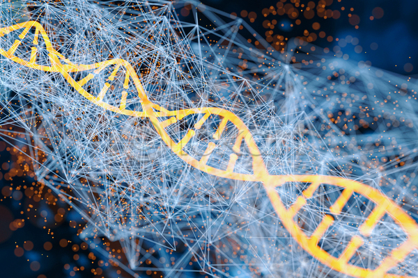 사람없음 3D JPG 해외이미지 DNA 빛망울 선 유전자구조 의학 파란색 폴리곤
