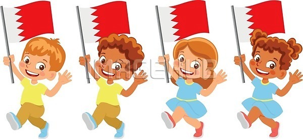 축하 어린이 EPS 일러스트 해외이미지 깃발 물결 바둑 바레인 배너 손 심볼 축제 클립아트 해외일러스트