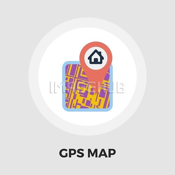 사람없음 EPS 일러스트 해외이미지 GPS 네비게이션 위치 지도 집모양 표시