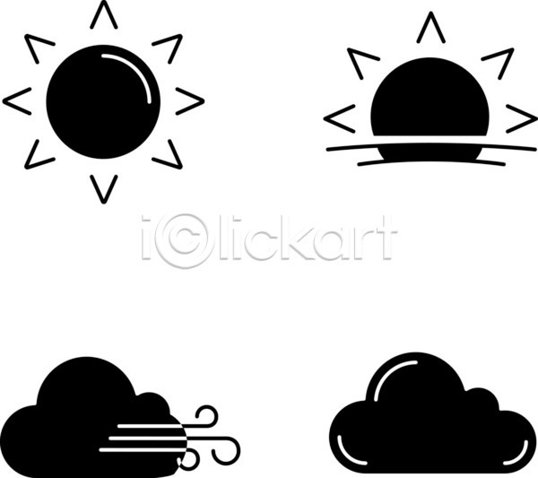 사람없음 EPS 아이콘 일러스트 해외이미지 검은색 구름(자연) 날씨 바람 세트 일몰 태양