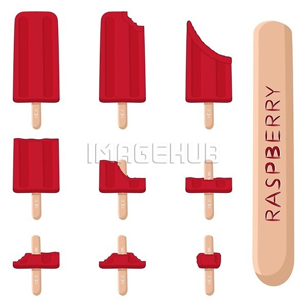 사람없음 EPS 일러스트 해외이미지 디저트 막대기 빨간색 세트 아이스크림