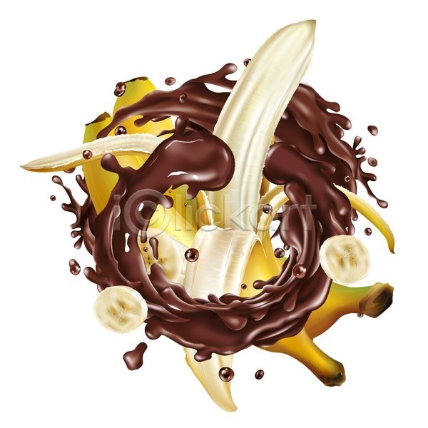 사람없음 EPS 일러스트 해외이미지 바나나 스플래쉬 초콜릿 혼합